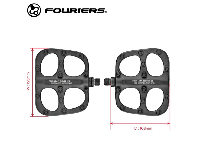 Педали FOURIERS 100х125мм, промподш, 28 сменных soft шипа